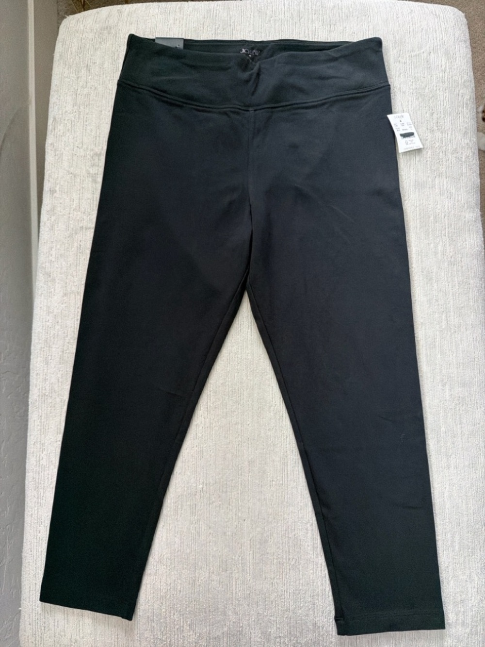 J.Crew Factory Cropped Leggings Black Size L Pull On Stretch NWT